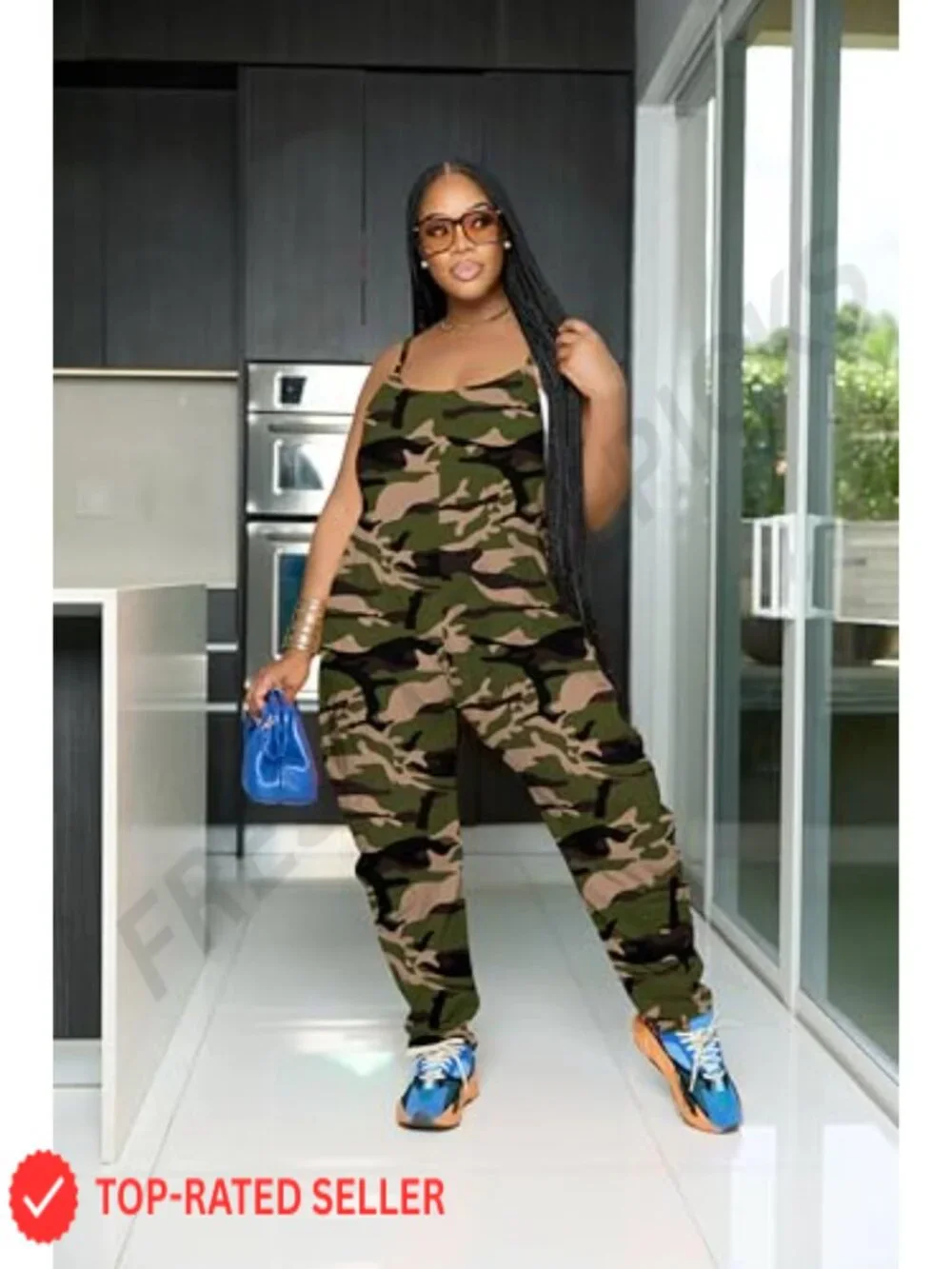 Womens Loose Strap Overalls Jumpsuit Sleeveless Romper with Pockets
